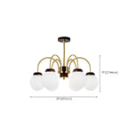 Lampadario classico a sfera in vetro bianco e oro