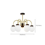 Lampadario classico a sfera in vetro bianco e oro