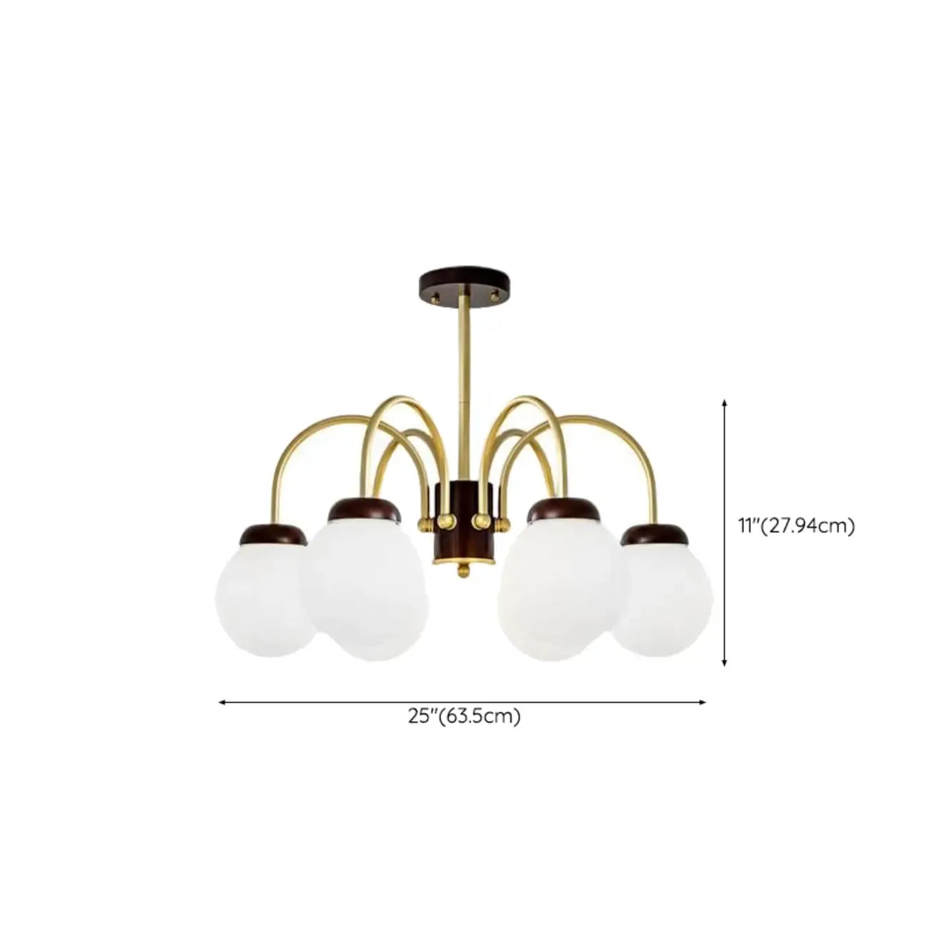 Lampadario classico a sfera in vetro bianco e oro