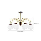 Lampadario classico a sfera in vetro bianco e oro
