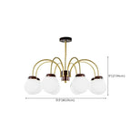 Lampadario classico a sfera in vetro bianco e oro