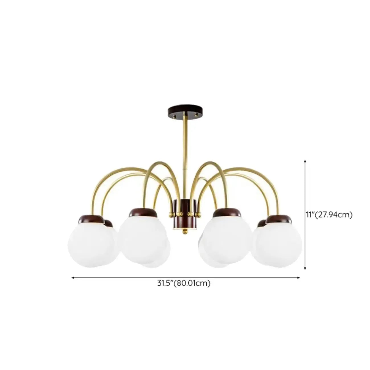 Lampadario classico a sfera in vetro bianco e oro