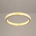 Lustre glamour doré à double anneau en cristal et LED LED