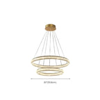 Lustre de luxe à anneaux dorés étagés en cristal et LED