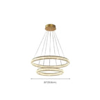 Lustre de luxe à anneaux dorés étagés en cristal et LED