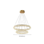 Lustre de luxe à anneaux dorés étagés en cristal et LED