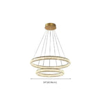 Lustre de luxe à anneaux dorés étagés en cristal et LED