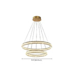 Lustre de luxe à anneaux dorés étagés en cristal et LED
