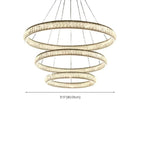 Lustre de luxe à anneaux dorés étagés en cristal et LED