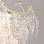 Élégant lustre vintage doré en verre exquis