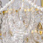 Élégant lustre vintage doré en verre exquis