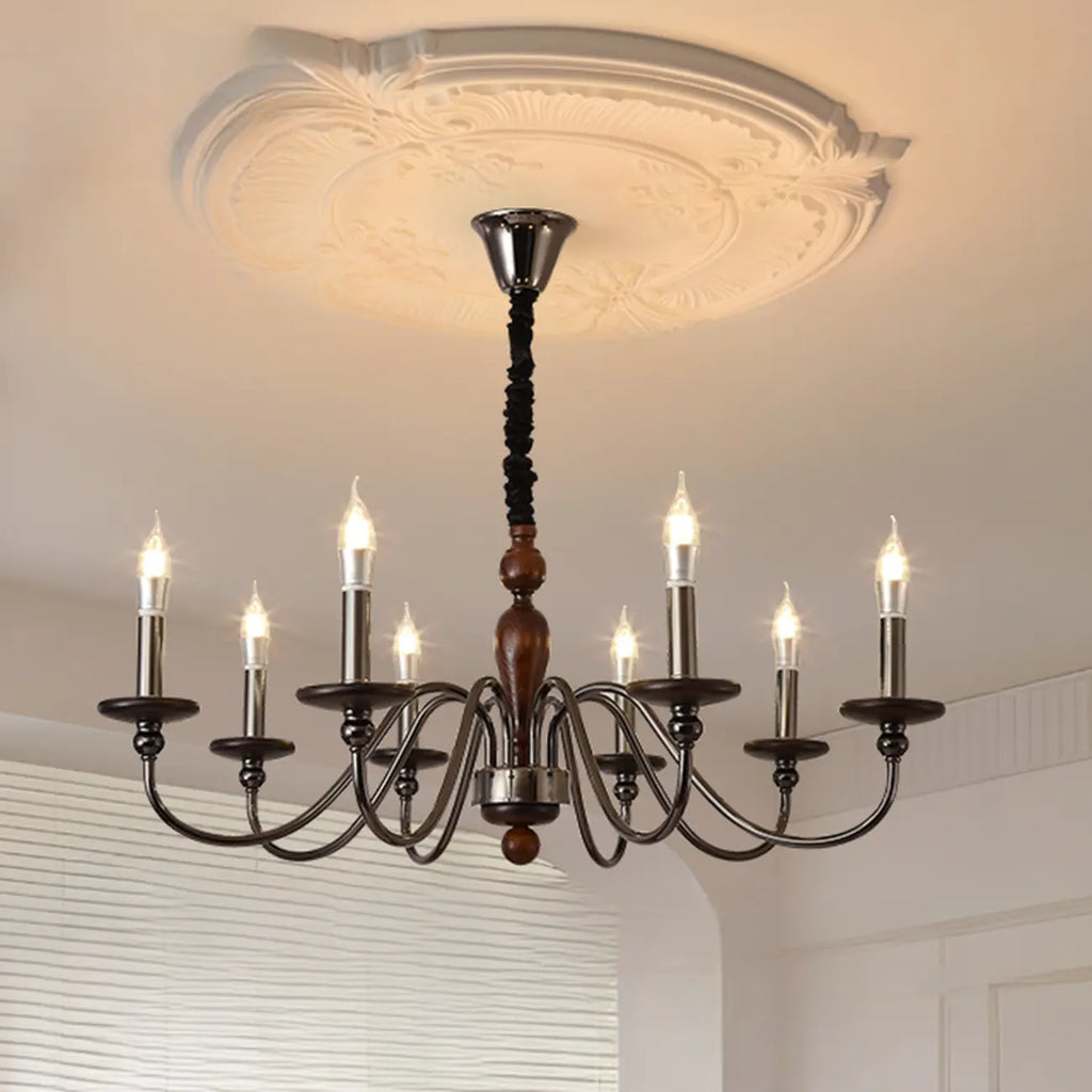 Lustre moderne noir à 6/8 lumières de type candélabre, à intensité variable