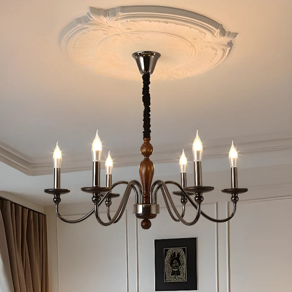 Lustre moderne noir à 6/8 lumières de type candélabre, à intensité variable