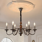 Lustre moderne noir à 6/8 lumières de type candélabre, à intensité variable