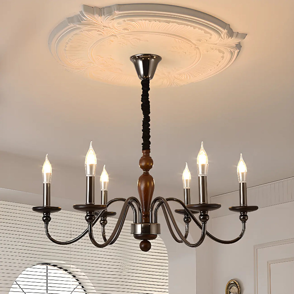 Lustre moderne noir à 6/8 lumières de type candélabre, à intensité variable