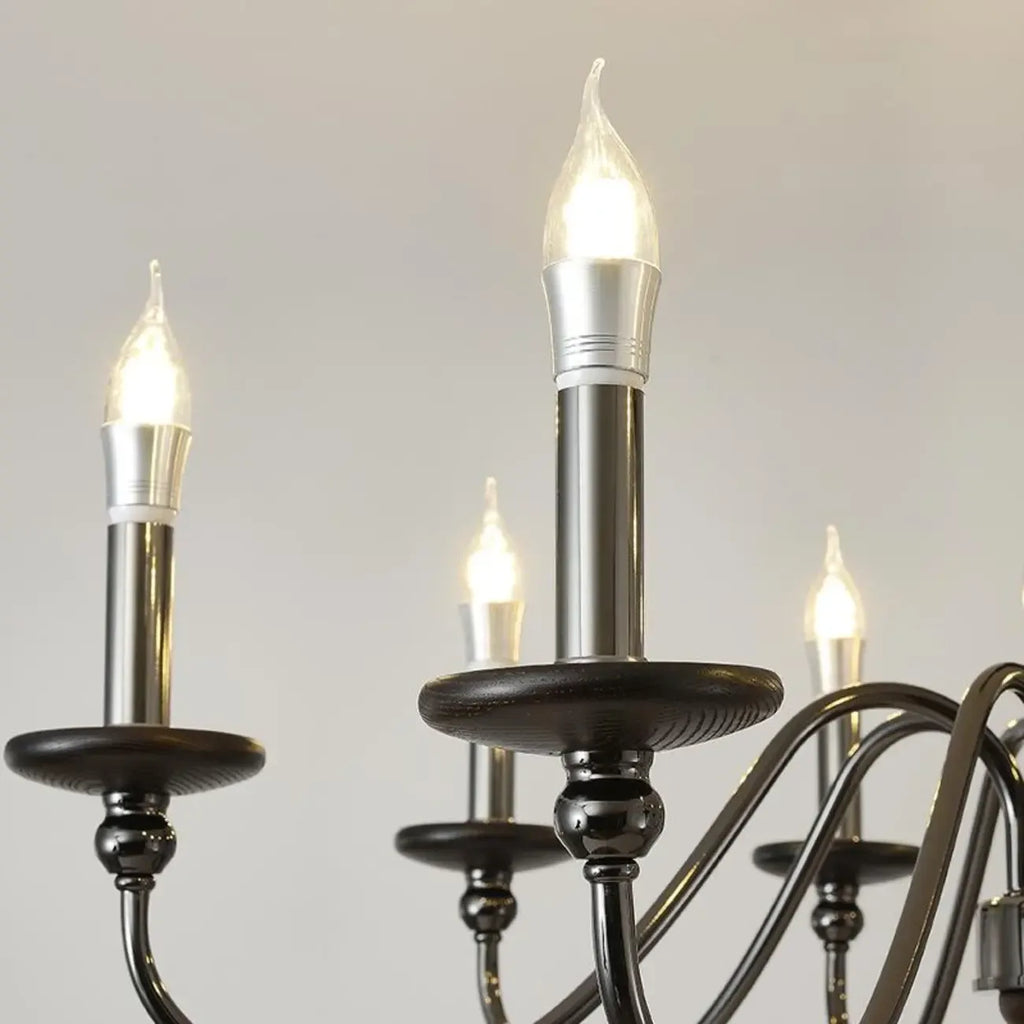 Lustre moderne noir à 6/8 lumières de type candélabre, à intensité variable