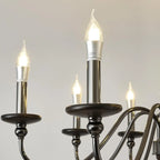 Lustre moderne noir à 6/8 lumières de type candélabre, à intensité variable