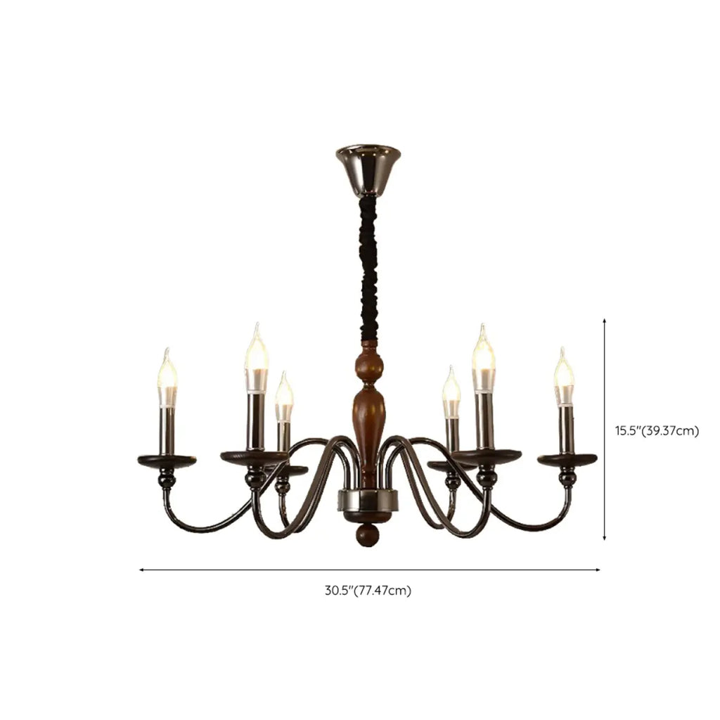 Lustre moderne noir à 6/8 lumières de type candélabre, à intensité variable