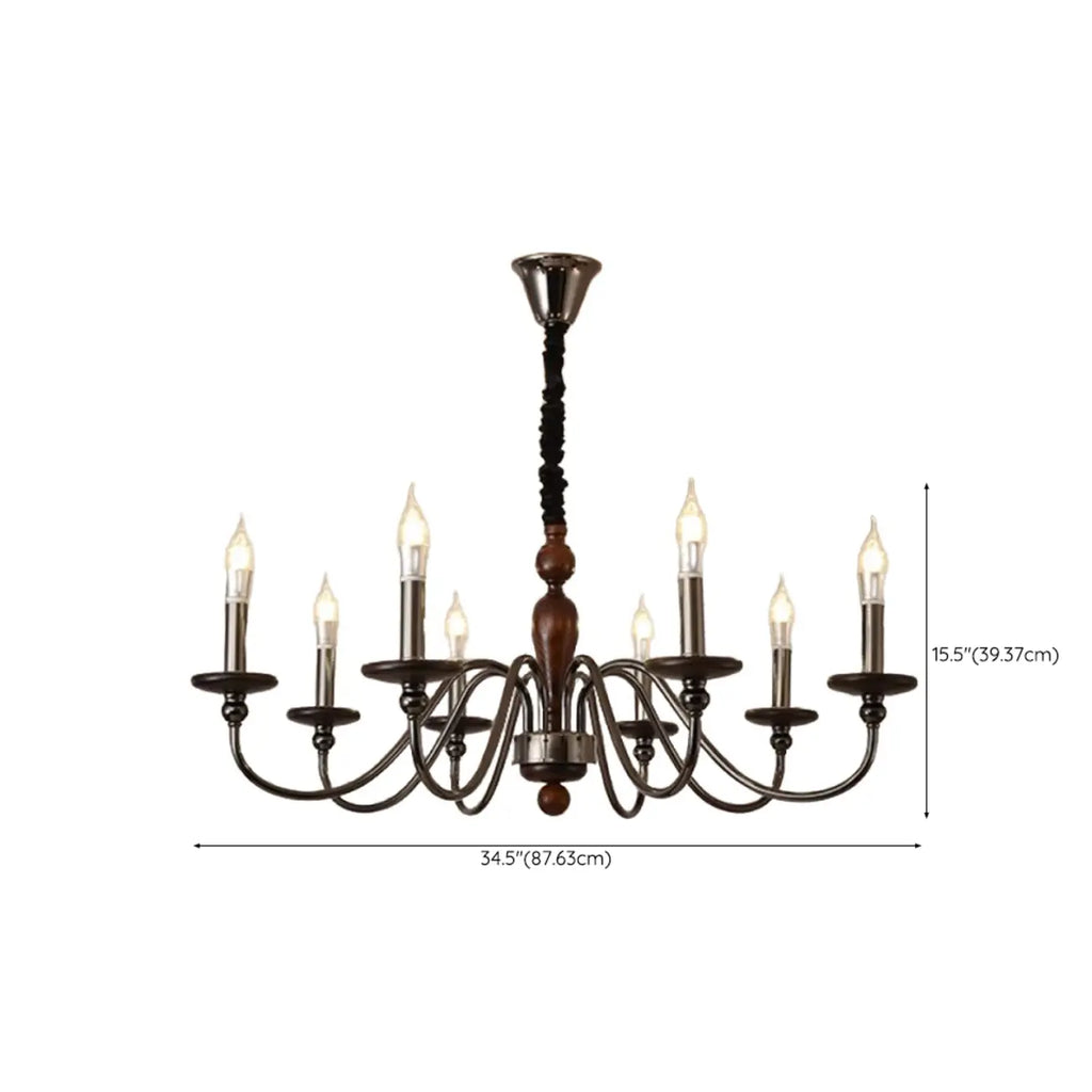 Lustre moderne noir à 6/8 lumières de type candélabre, à intensité variable