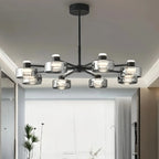 Lustre moderne rond en verre noir avec LED