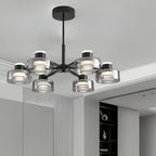 Lustre moderne rond en verre noir avec LED
