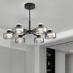 Lustre moderne rond en verre noir avec LED