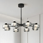 Lustre moderne rond en verre noir avec LED
