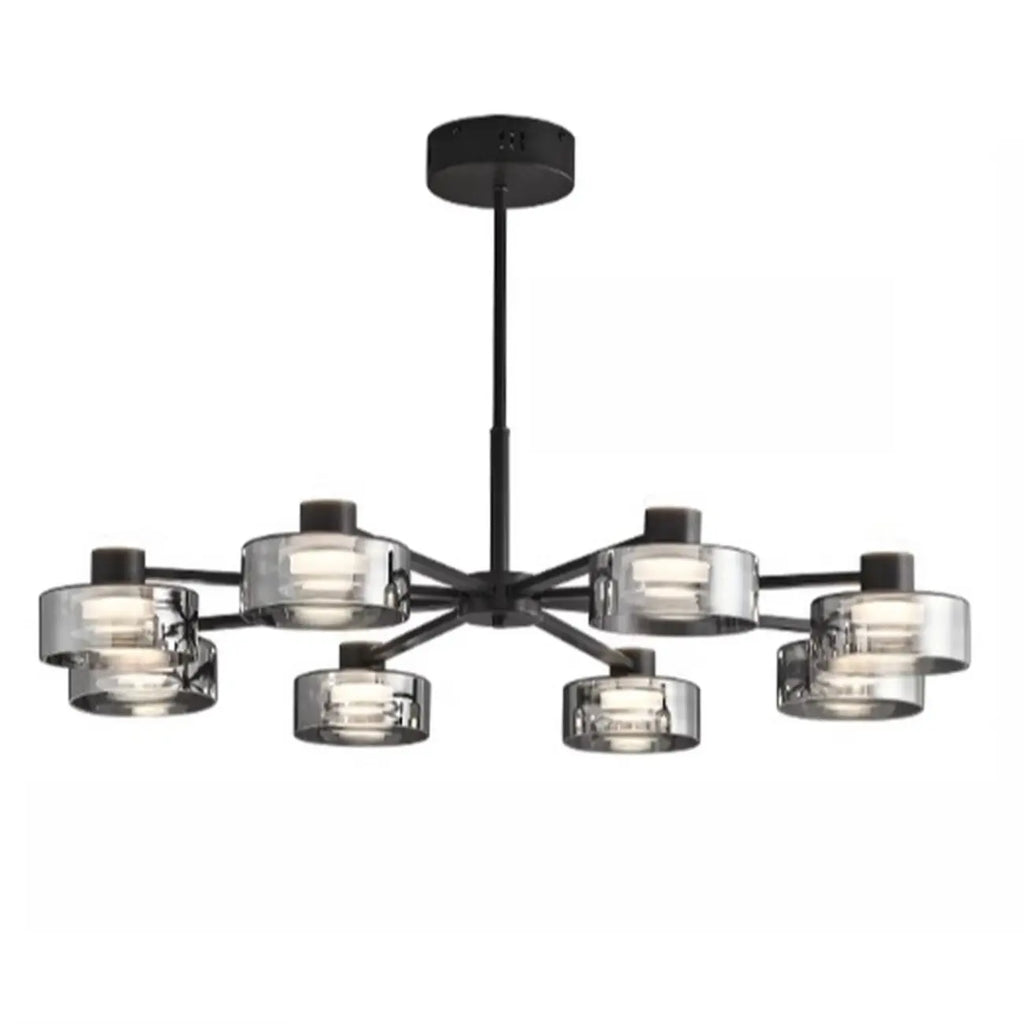 Lustre moderne rond en verre noir avec LED