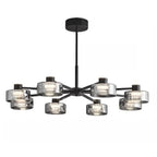 Lustre moderne rond en verre noir avec LED