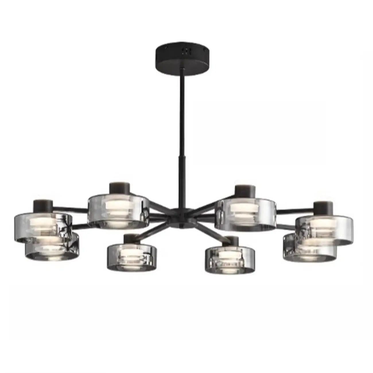 Lustre moderne rond en verre noir avec LED