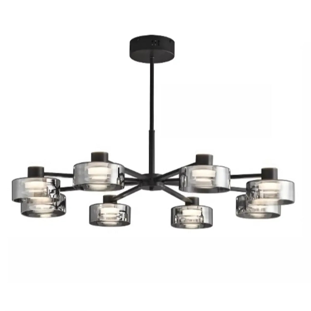 Lustre moderne rond en verre noir avec LED