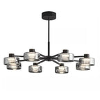 Lustre moderne rond en verre noir avec LED