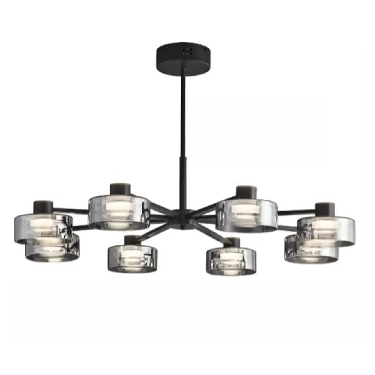 Lustre moderne rond en verre noir avec LED