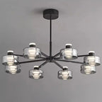 Lustre moderne rond en verre noir avec LED