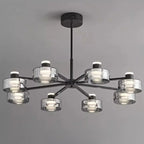 Lustre moderne rond en verre noir avec LED