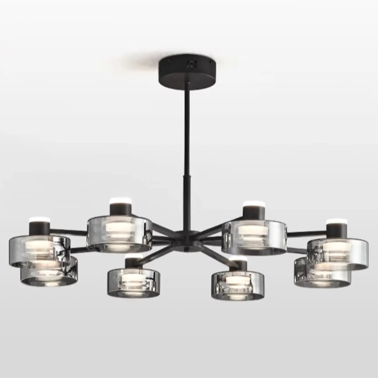 Lustre moderne rond en verre noir avec LED