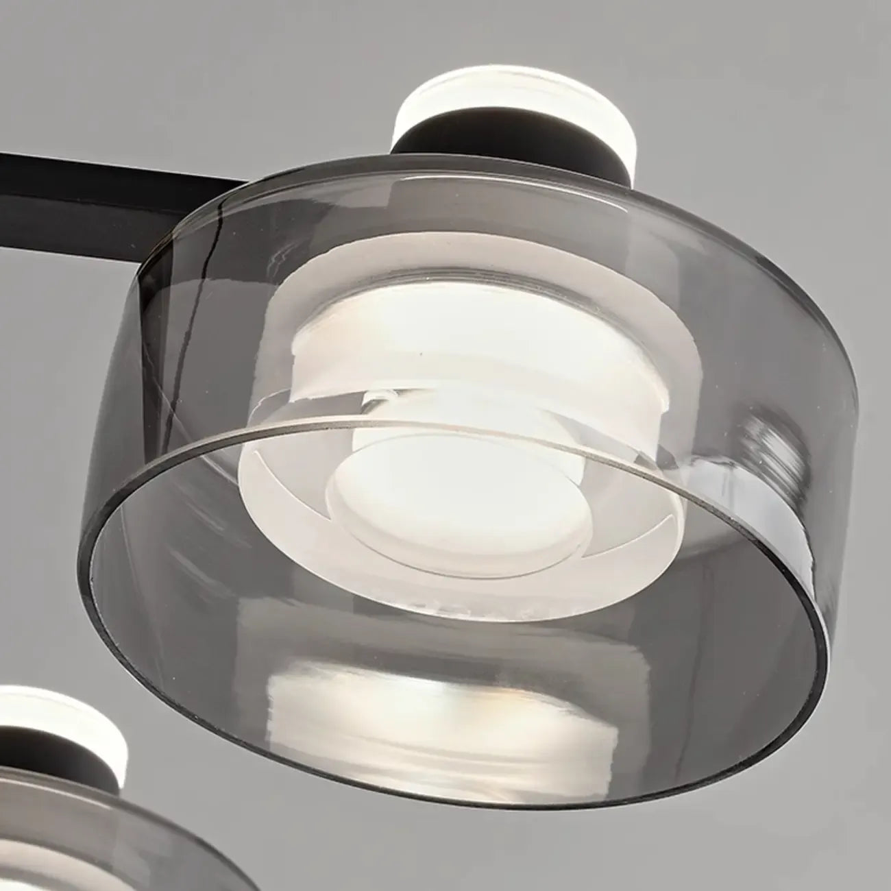 Lustre moderne rond en verre noir avec LED