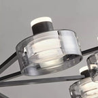 Lustre moderne rond en verre noir avec LED
