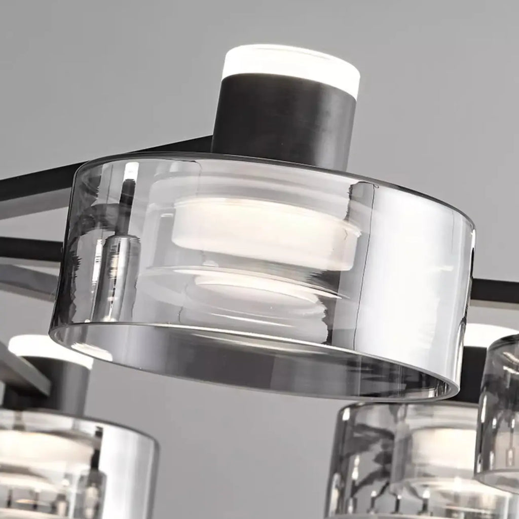 Lustre moderne rond en verre noir avec LED