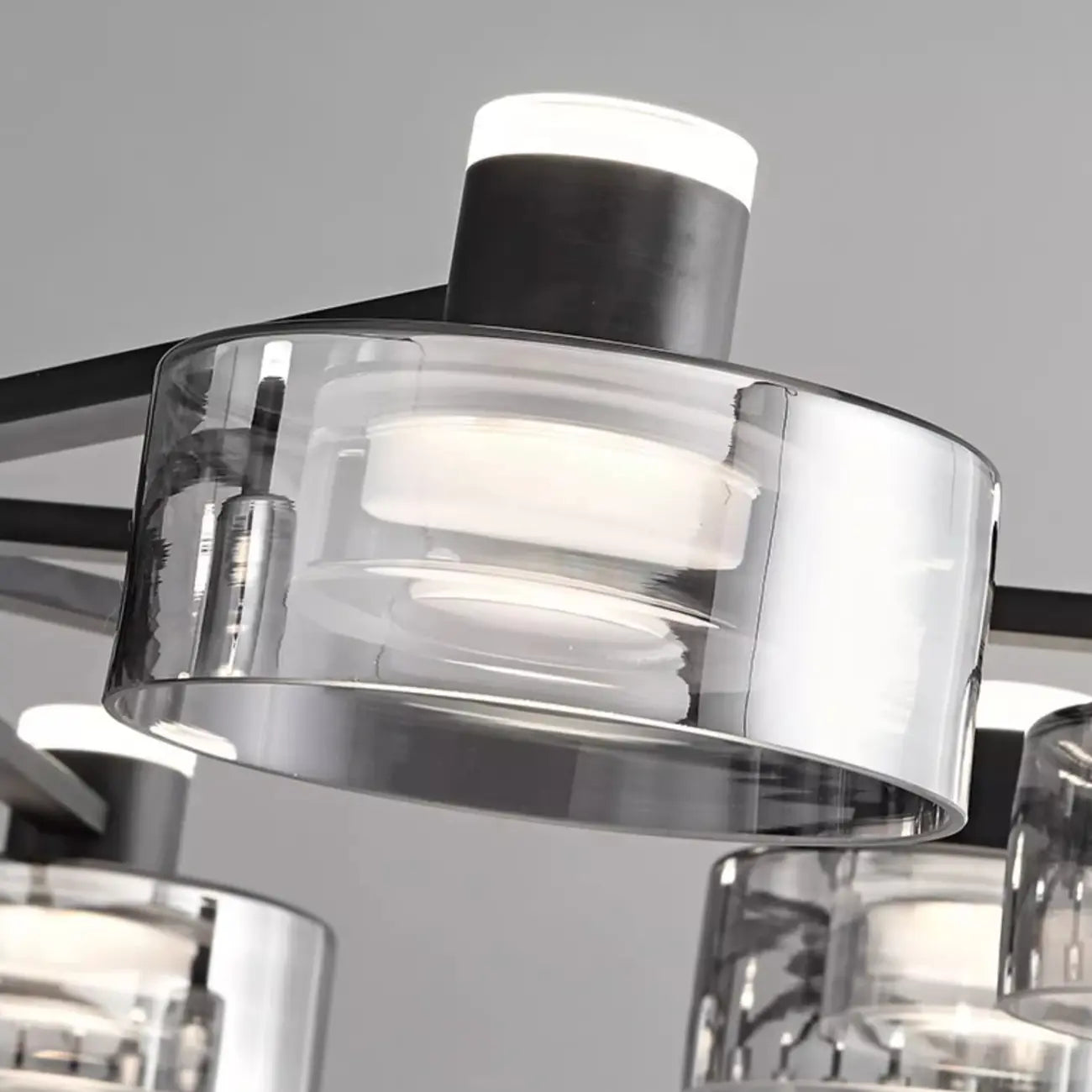 Lustre moderne rond en verre noir avec LED