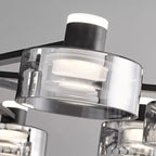 Lustre moderne rond en verre noir avec LED