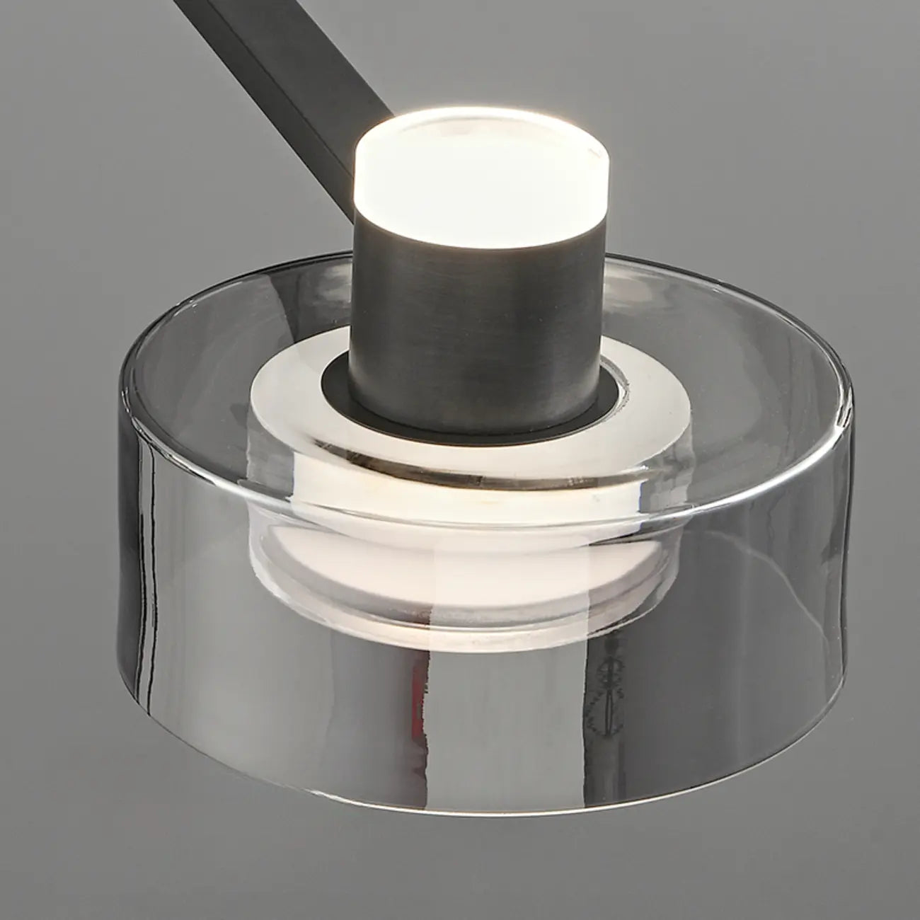 Lustre moderne rond en verre noir avec LED