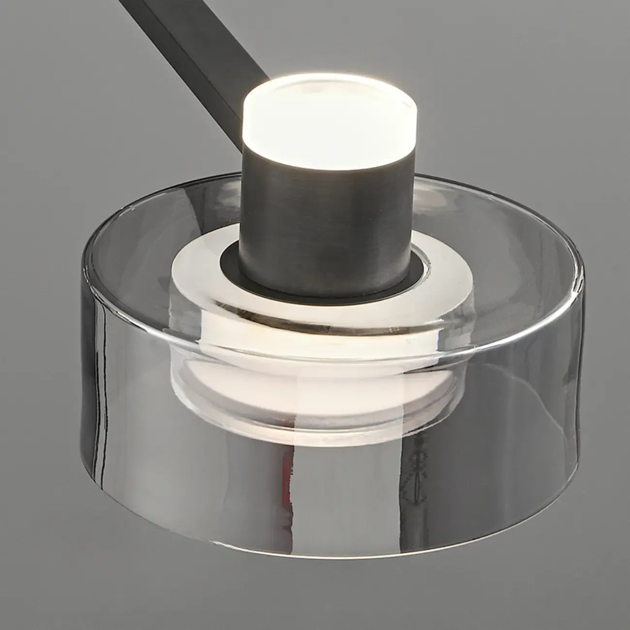 Lustre moderne rond en verre noir avec LED