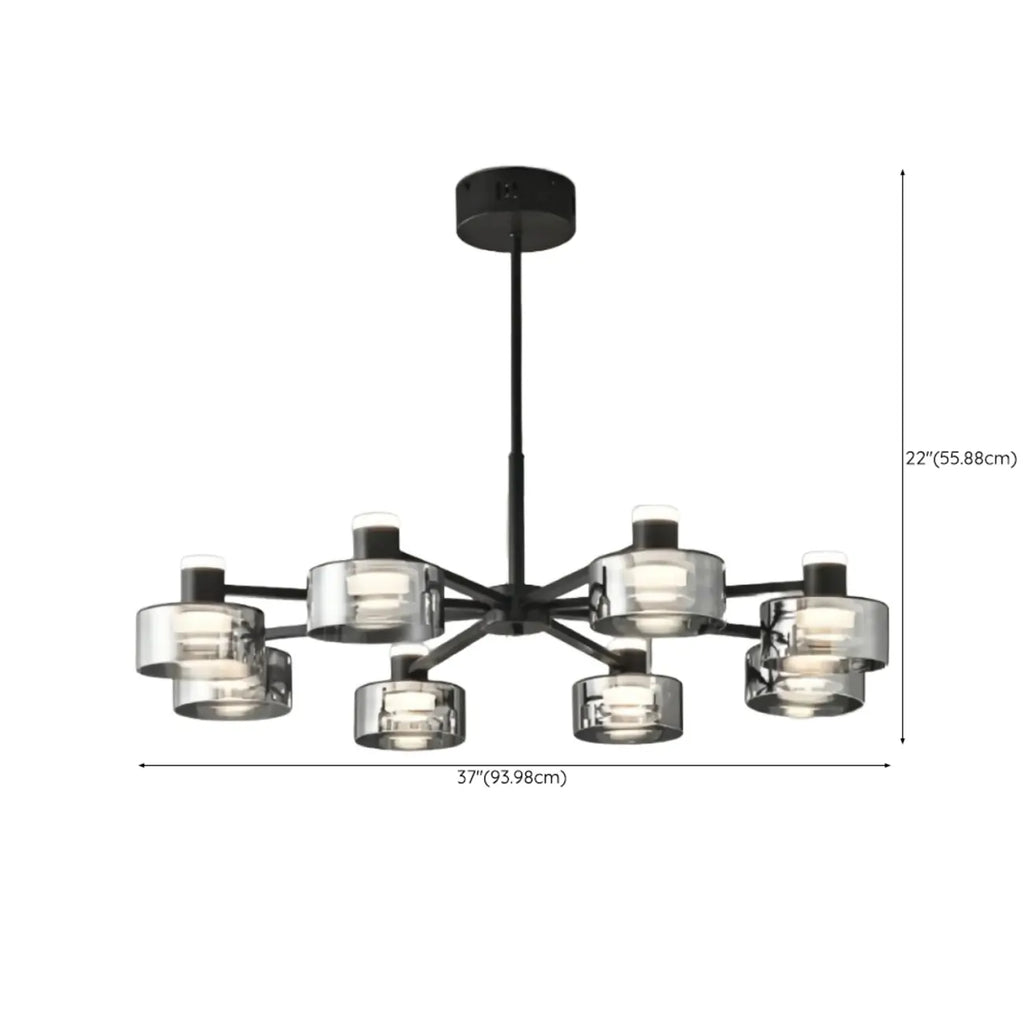Lustre moderne rond en verre noir avec LED