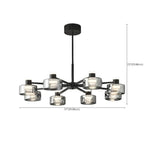 Lustre moderne rond en verre noir avec LED