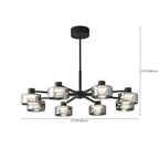 Lustre moderne rond en verre noir avec LED