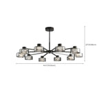 Lustre moderne rond en verre noir avec LED