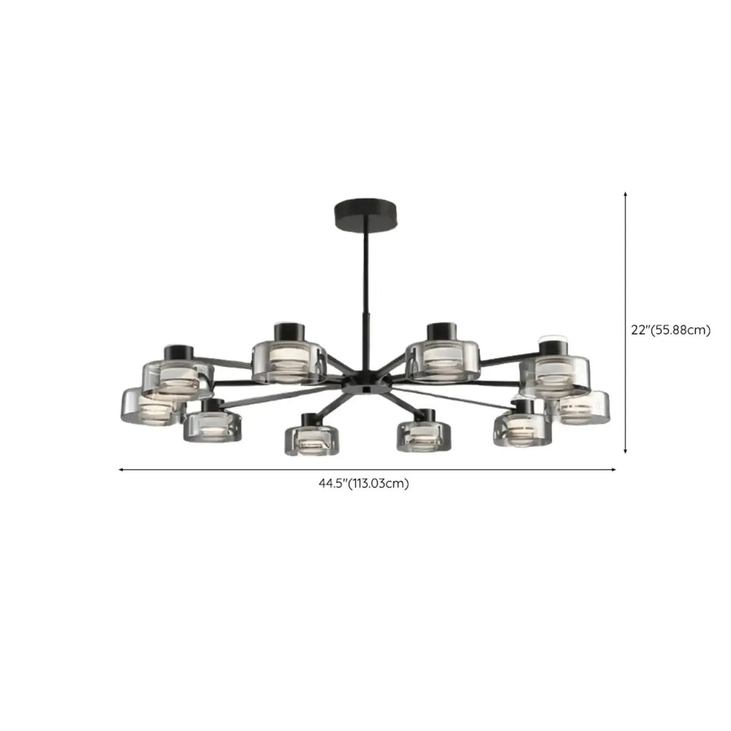 Lustre moderne rond en verre noir avec LED