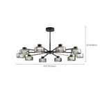 Lustre moderne rond en verre noir avec LED