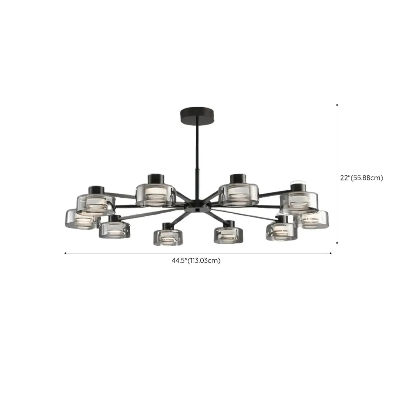 Lustre moderne rond en verre noir avec LED